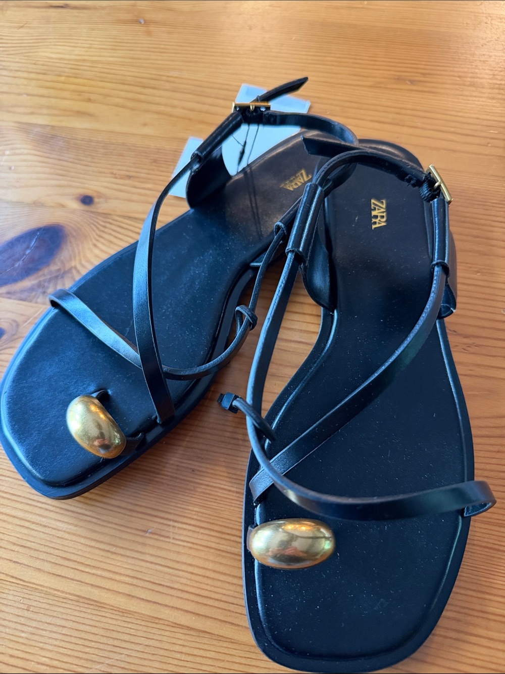 Zara Flat Sandal with Metallic Toe Ring